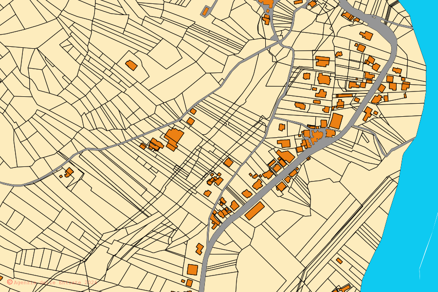 Mappa catastale del centro di Colledara: particelle e fabbricati, cartografia Agenzia delle Entrate