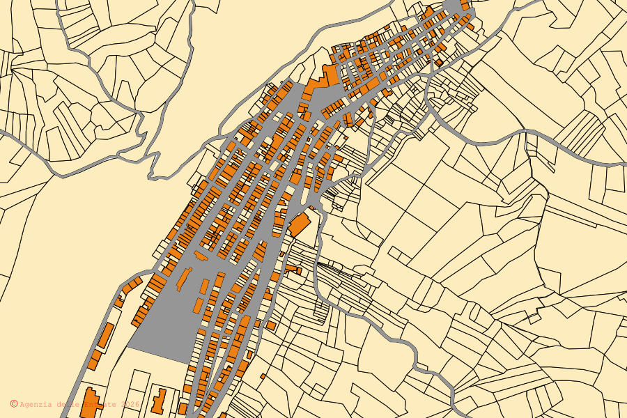 Mappa catastale del centro di Colledimacine: particelle e fabbricati, cartografia Agenzia delle Entrate