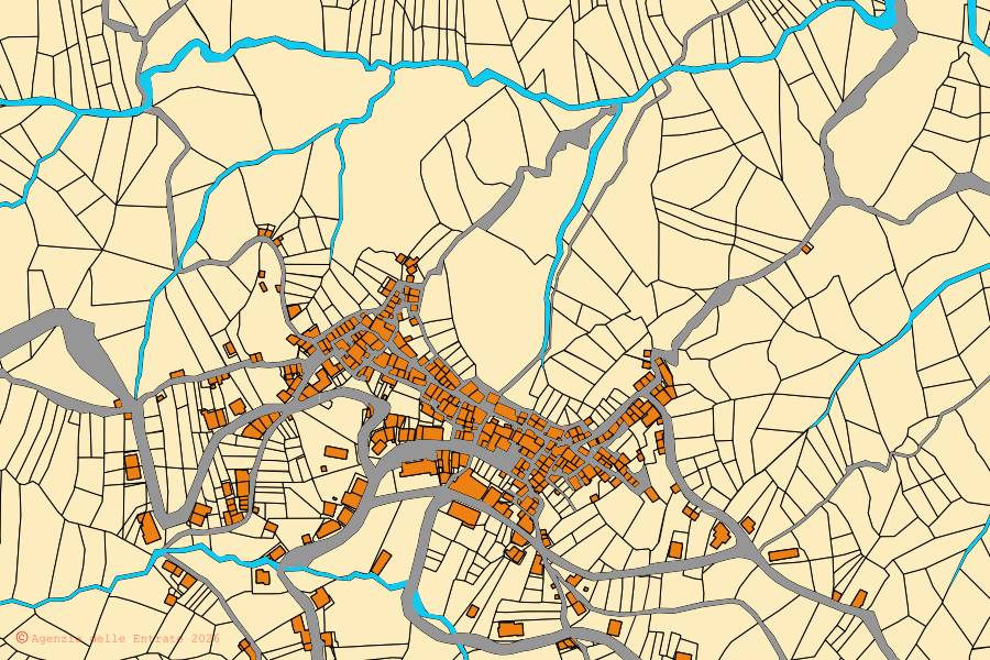 Mappa catastale del centro di Collegiove: particelle e fabbricati, cartografia Agenzia delle Entrate