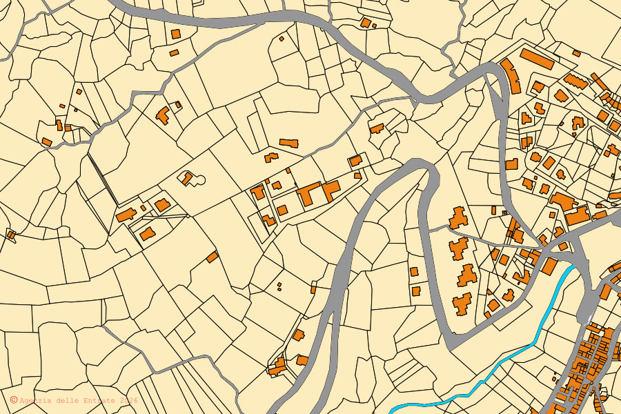 Mappa catastale del centro di Collepardo: particelle e fabbricati, cartografia Agenzia delle Entrate