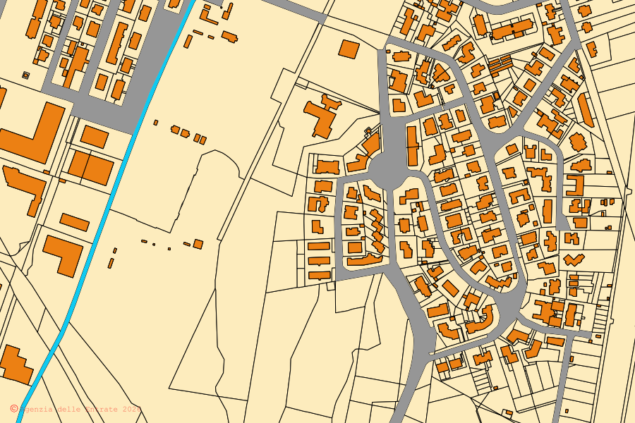 Mappa catastale del centro di Collesalvetti: particelle e fabbricati, cartografia Agenzia delle Entrate