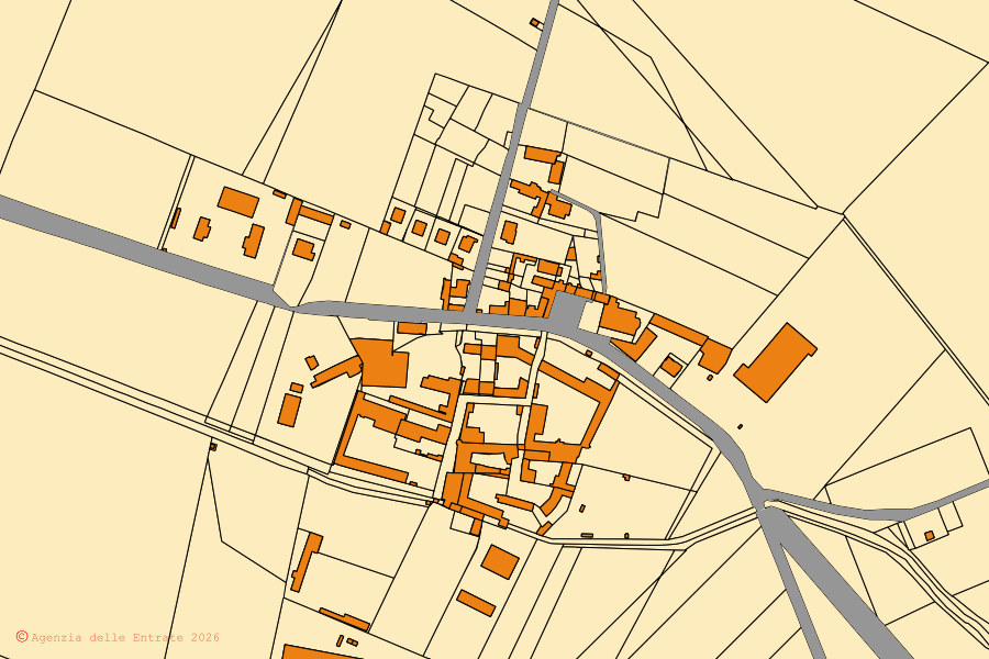 Mappa catastale del centro di Collobiano: particelle e fabbricati, cartografia Agenzia delle Entrate