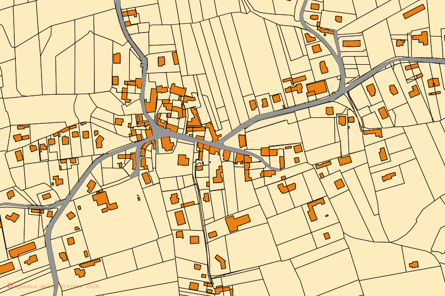 Mappa catastale del centro di Colloredo di Monte Albano: particelle e fabbricati, cartografia Agenzia delle Entrate