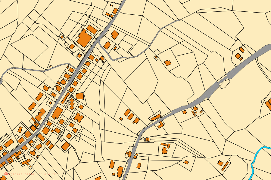 Mappa catastale del centro di Colmurano: particelle e fabbricati, cartografia Agenzia delle Entrate