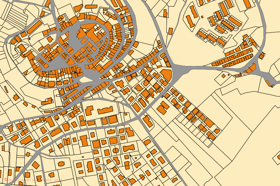 Mappa catastale del centro di Colonna: particelle e fabbricati, cartografia Agenzia delle Entrate