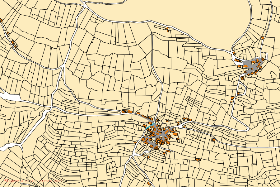 Mappa catastale del centro di Colonno: particelle e fabbricati, cartografia Agenzia delle Entrate