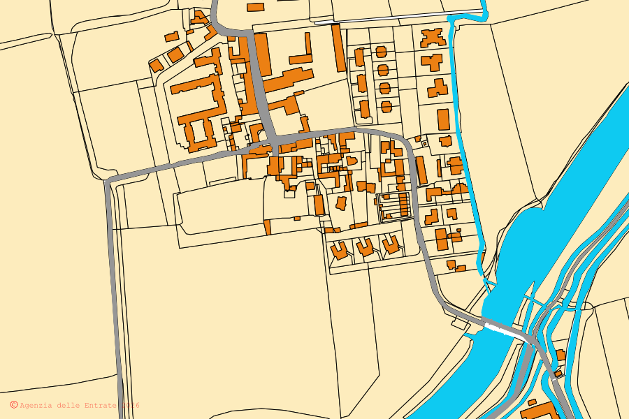 Mappa catastale del centro di Comazzo: particelle e fabbricati, cartografia Agenzia delle Entrate