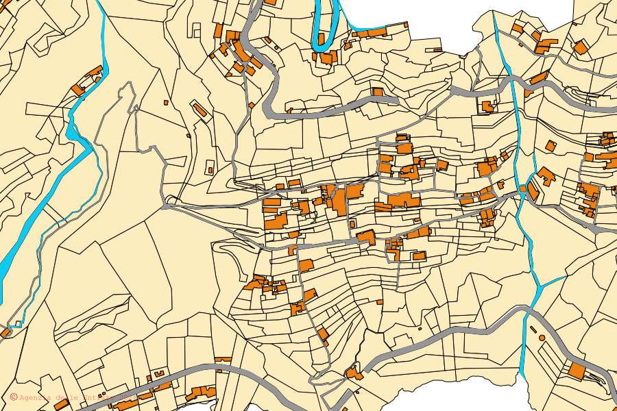 Mappa catastale del centro di Conca dei Marini: particelle e fabbricati, cartografia Agenzia delle Entrate