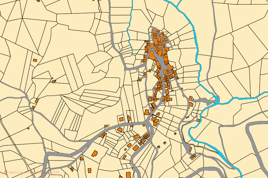 Mappa catastale del centro di Concerviano: particelle e fabbricati, cartografia Agenzia delle Entrate