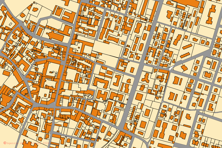 Mappa catastale del centro di Concorezzo: particelle e fabbricati, cartografia Agenzia delle Entrate