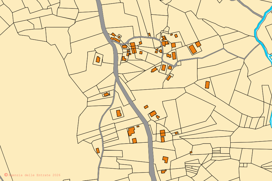 Mappa catastale del centro di Configni: particelle e fabbricati, cartografia Agenzia delle Entrate