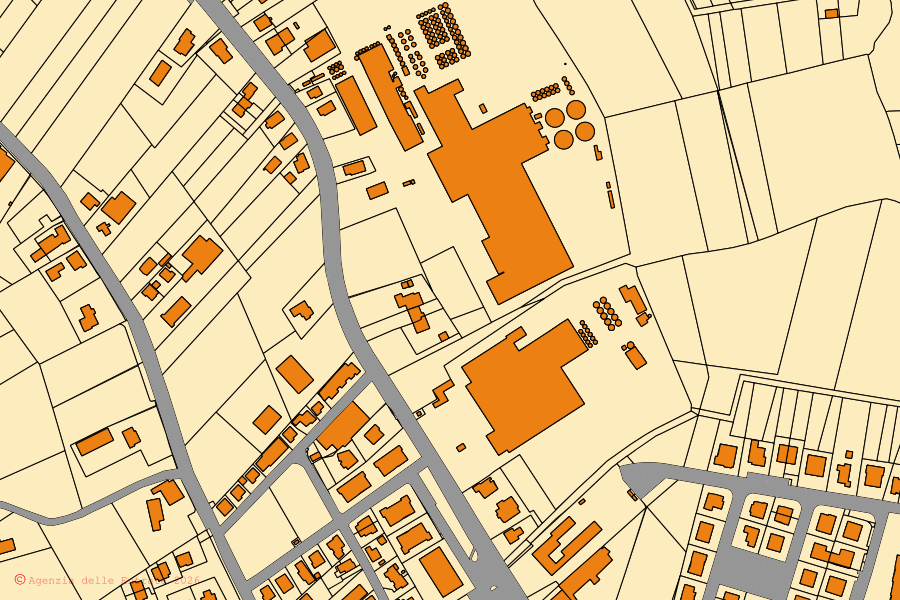 Mappa catastale del centro di Conselve: particelle e fabbricati, cartografia Agenzia delle Entrate