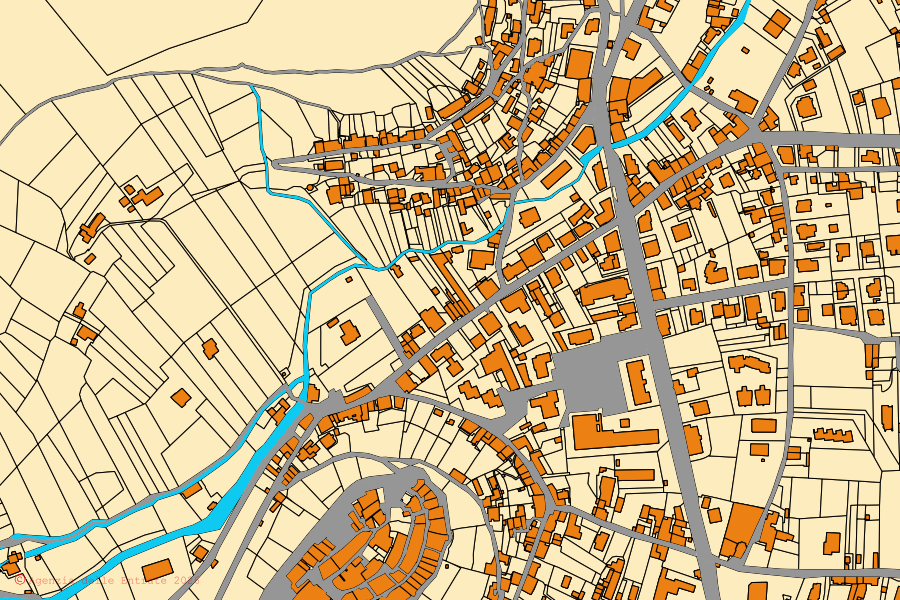 Mappa catastale del centro di Contigliano: particelle e fabbricati, cartografia Agenzia delle Entrate