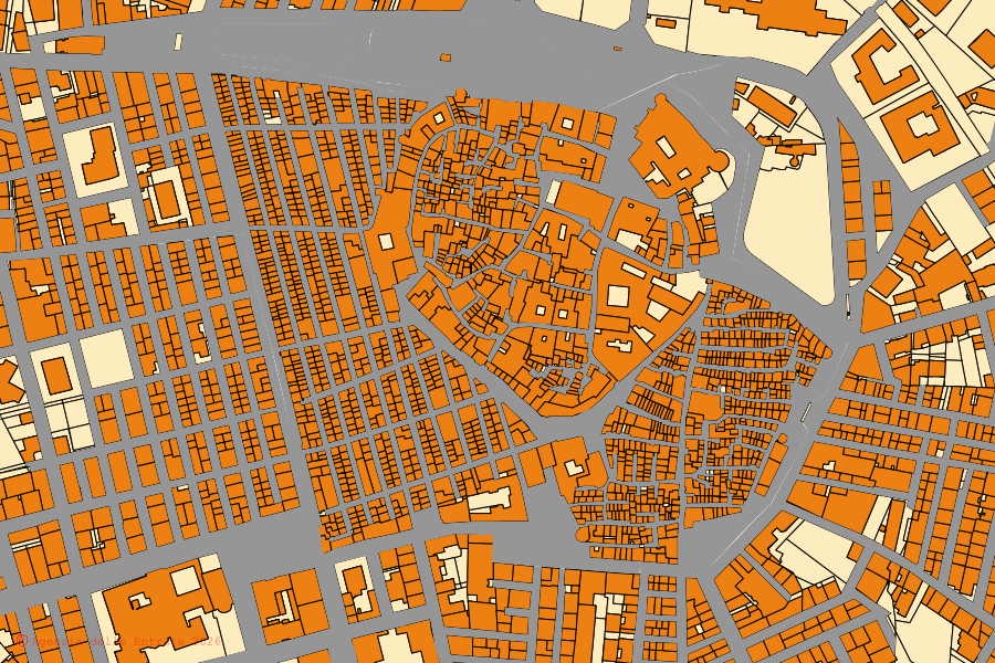 Mappa catastale del centro di Conversano: particelle e fabbricati, cartografia Agenzia delle Entrate