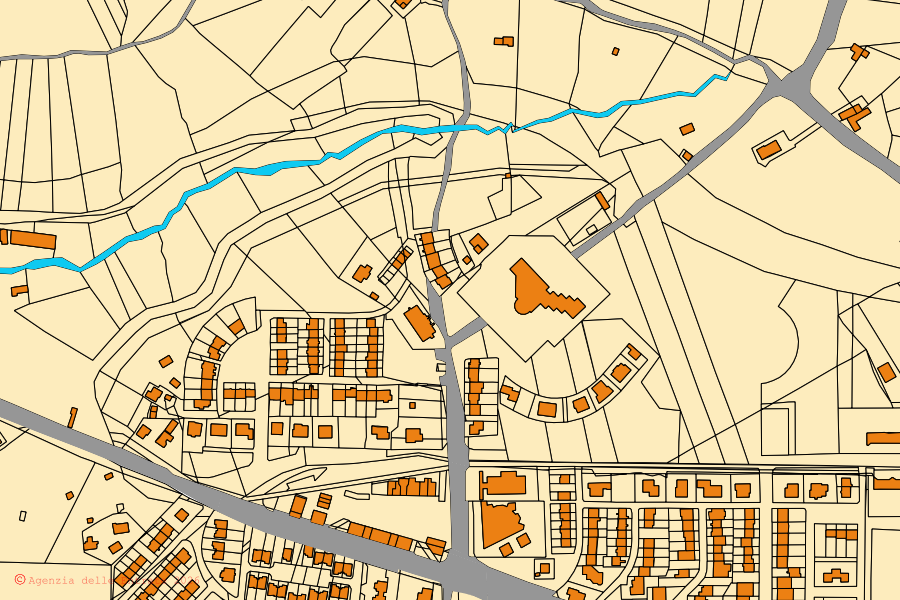 Mappa catastale del centro di Conza della Campania: particelle e fabbricati, cartografia Agenzia delle Entrate