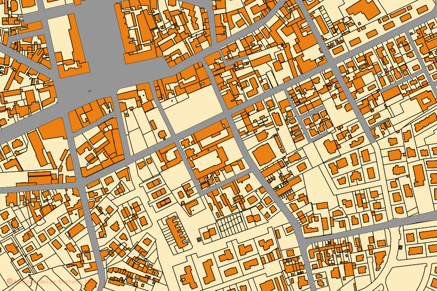 Mappa catastale del centro di Copparo: particelle e fabbricati, cartografia Agenzia delle Entrate