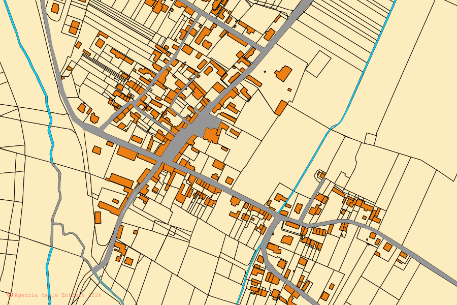 Mappa catastale del centro di Corana: particelle e fabbricati, cartografia Agenzia delle Entrate