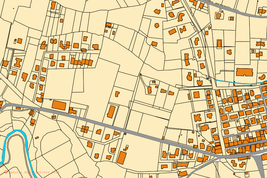 Mappa catastale del centro di Corchiano: particelle e fabbricati, cartografia Agenzia delle Entrate