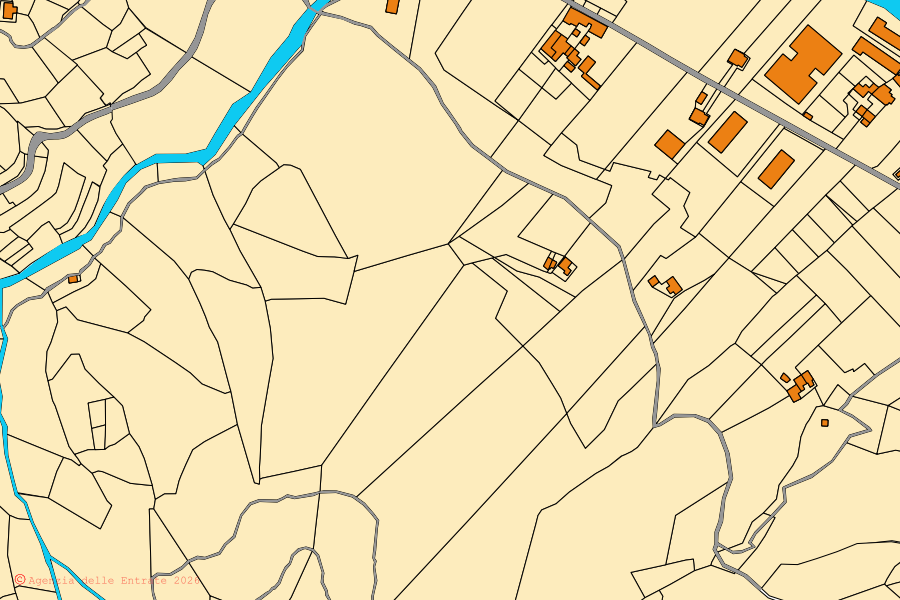 Mappa catastale del centro di Coreglia Ligure: particelle e fabbricati, cartografia Agenzia delle Entrate