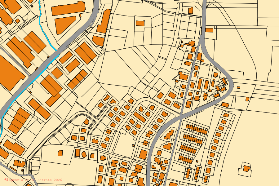 Mappa catastale del centro di Coriano: particelle e fabbricati, cartografia Agenzia delle Entrate