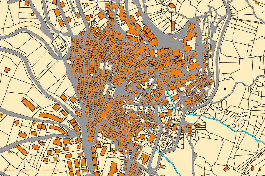 Mappa catastale del centro di Corleto Perticara: particelle e fabbricati, cartografia Agenzia delle Entrate