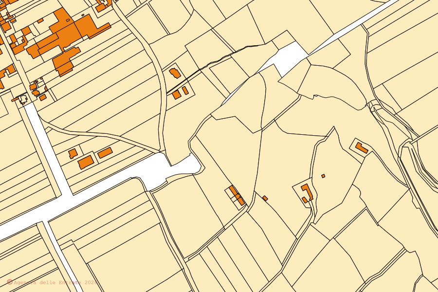 Mappa catastale del centro di Cormons: particelle e fabbricati, cartografia Agenzia delle Entrate