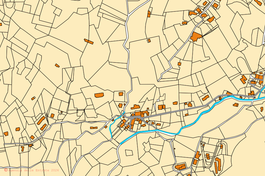 Mappa catastale del centro di Cornalba: particelle e fabbricati, cartografia Agenzia delle Entrate
