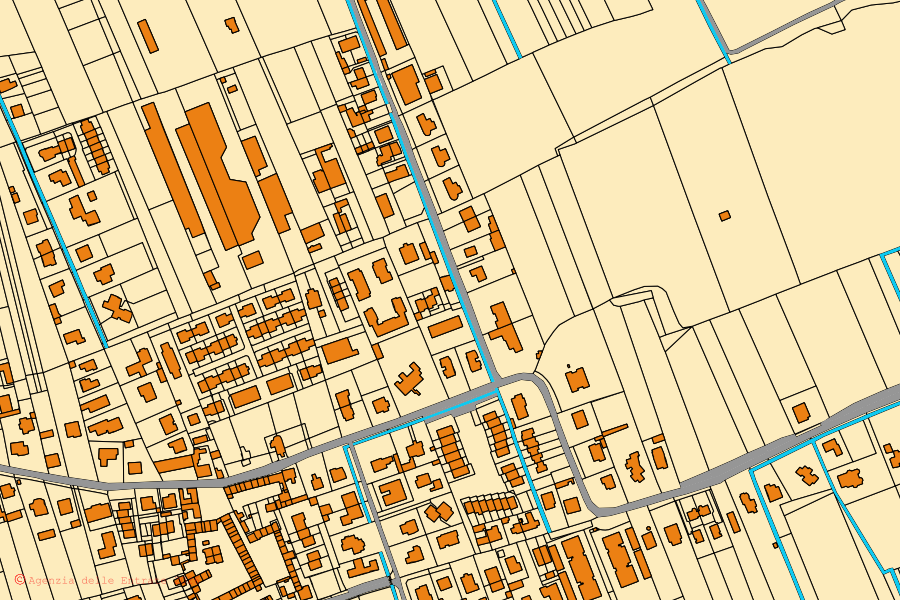 Mappa catastale del centro di Cornaredo: particelle e fabbricati, cartografia Agenzia delle Entrate
