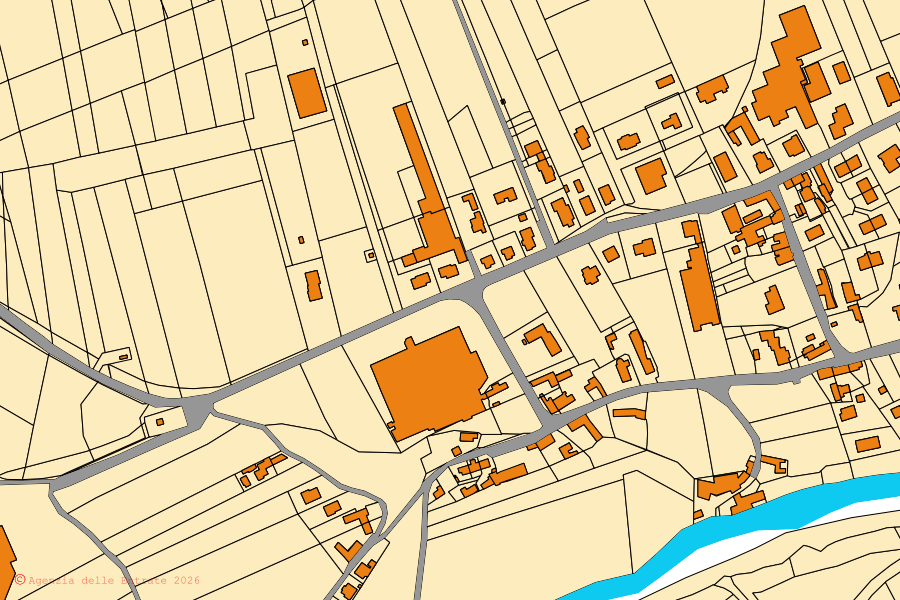 Mappa catastale del centro di Corno di Rosazzo: particelle e fabbricati, cartografia Agenzia delle Entrate