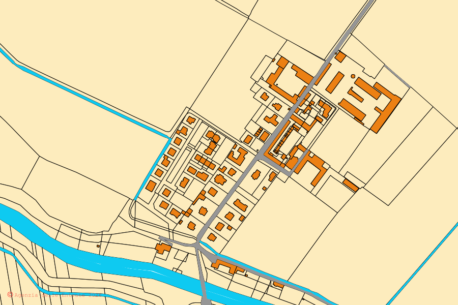 Mappa catastale del centro di Cornovecchio: particelle e fabbricati, cartografia Agenzia delle Entrate