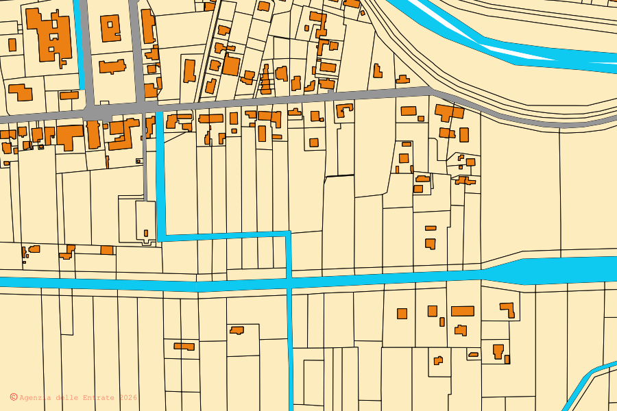 Mappa catastale del centro di Correzzola: particelle e fabbricati, cartografia Agenzia delle Entrate