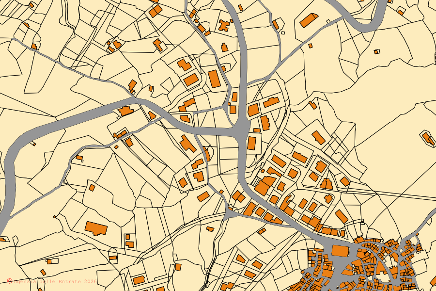 Mappa catastale del centro di Cortale: particelle e fabbricati, cartografia Agenzia delle Entrate
