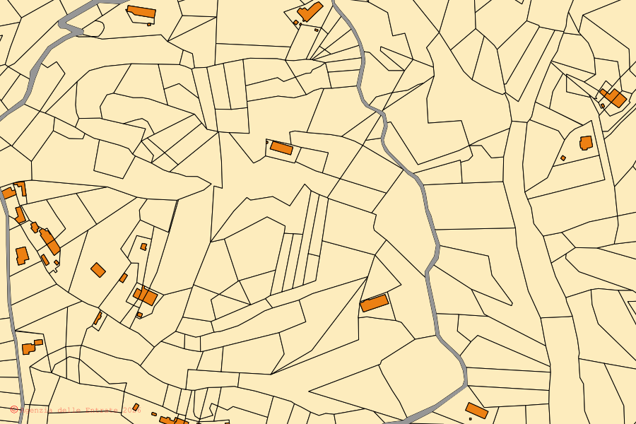 Mappa catastale del centro di Cortandone: particelle e fabbricati, cartografia Agenzia delle Entrate