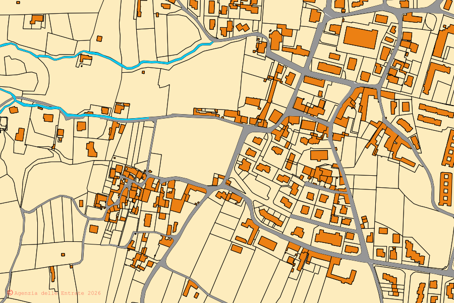 Mappa catastale del centro di Corte Franca: particelle e fabbricati, cartografia Agenzia delle Entrate