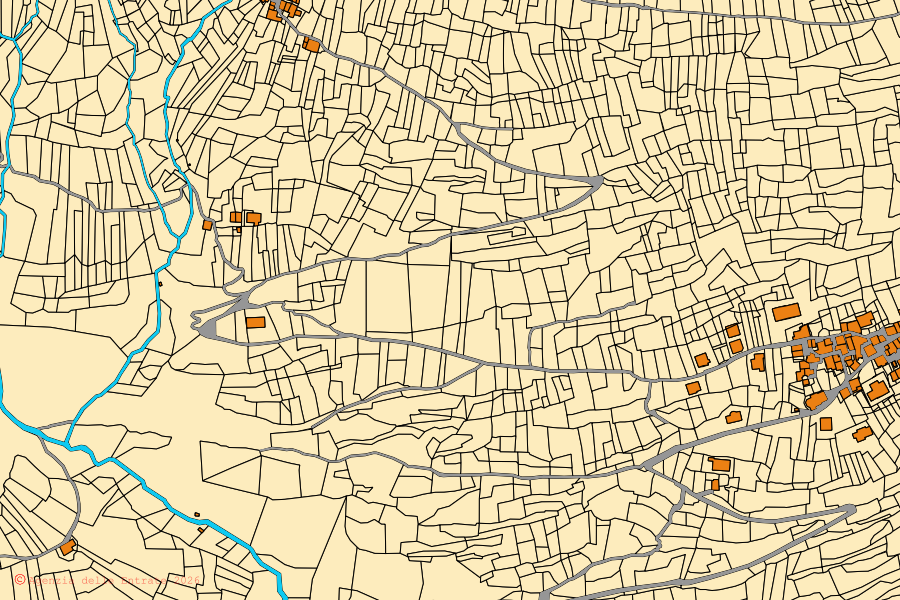 Mappa catastale del centro di Corteno Golgi: particelle e fabbricati, cartografia Agenzia delle Entrate