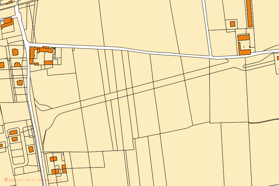 Mappa catastale del centro di Cortenuova: particelle e fabbricati, cartografia Agenzia delle Entrate