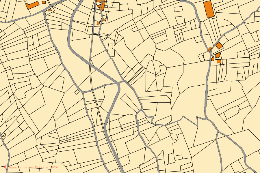 Mappa catastale del centro di Corvara: particelle e fabbricati, cartografia Agenzia delle Entrate
