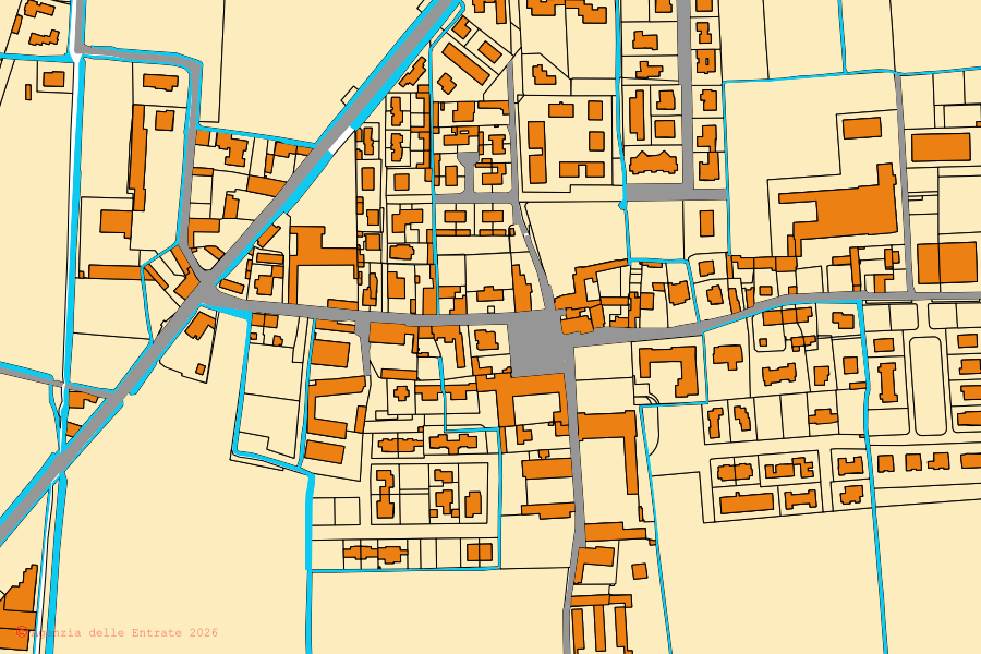 Mappa catastale del centro di Corzano: particelle e fabbricati, cartografia Agenzia delle Entrate