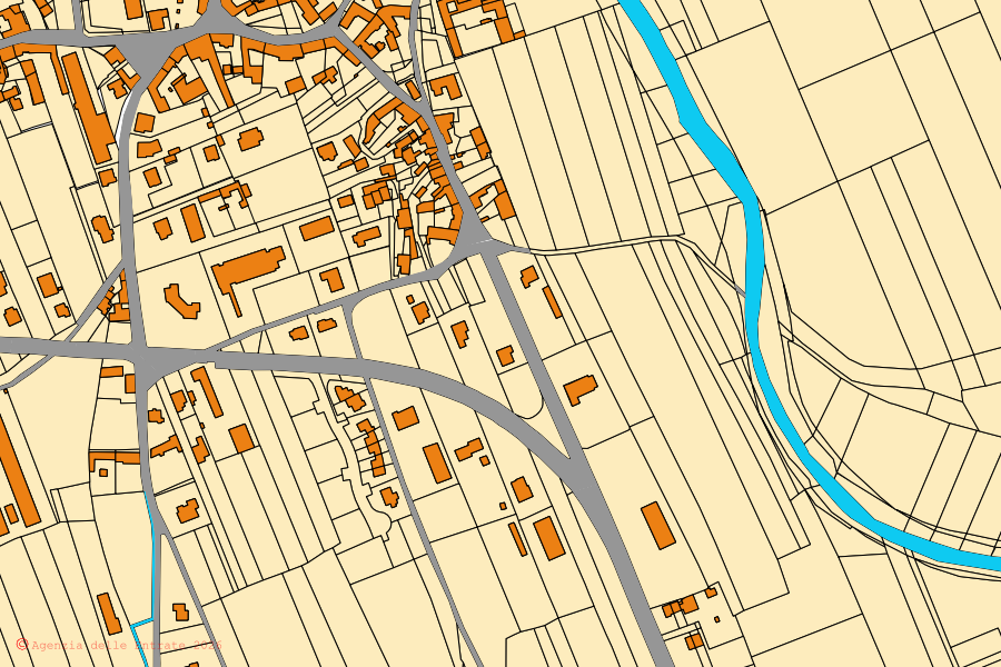 Mappa catastale del centro di Coseano: particelle e fabbricati, cartografia Agenzia delle Entrate