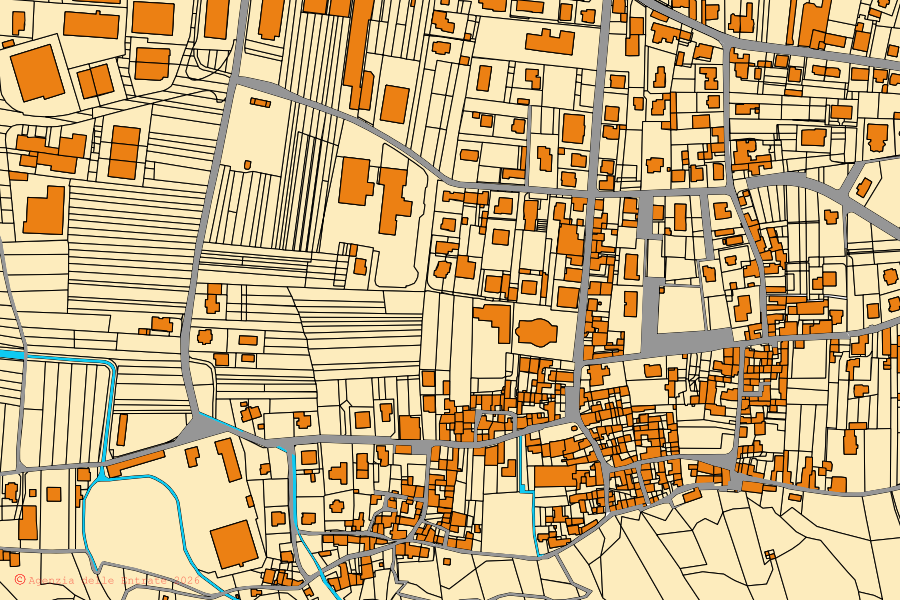 Mappa catastale del centro di Cosio Valtellino: particelle e fabbricati, cartografia Agenzia delle Entrate