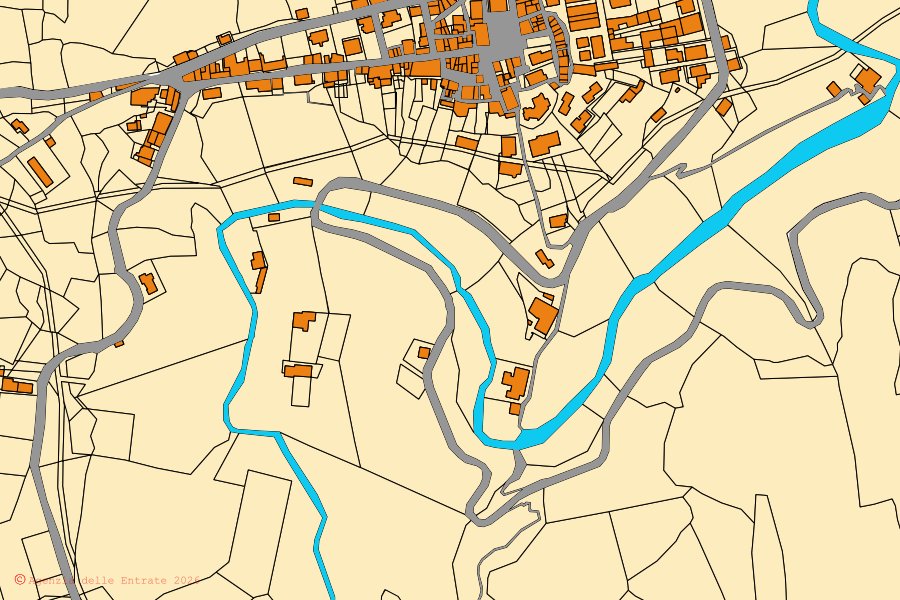 Mappa catastale del centro di Cosoleto: particelle e fabbricati, cartografia Agenzia delle Entrate