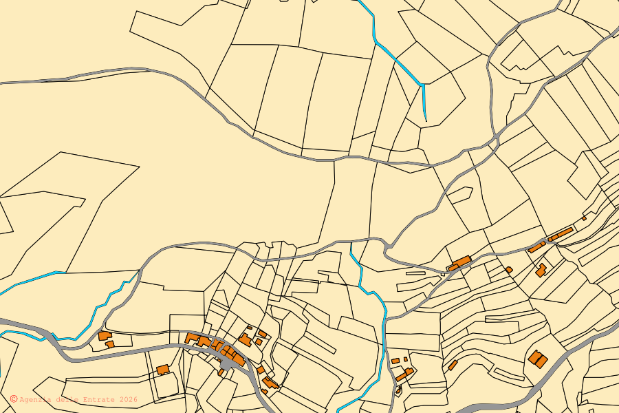 Mappa catastale del centro di Cosseria: particelle e fabbricati, cartografia Agenzia delle Entrate