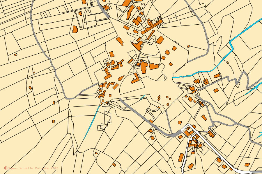 Mappa catastale del centro di Costa Valle Imagna: particelle e fabbricati, cartografia Agenzia delle Entrate
