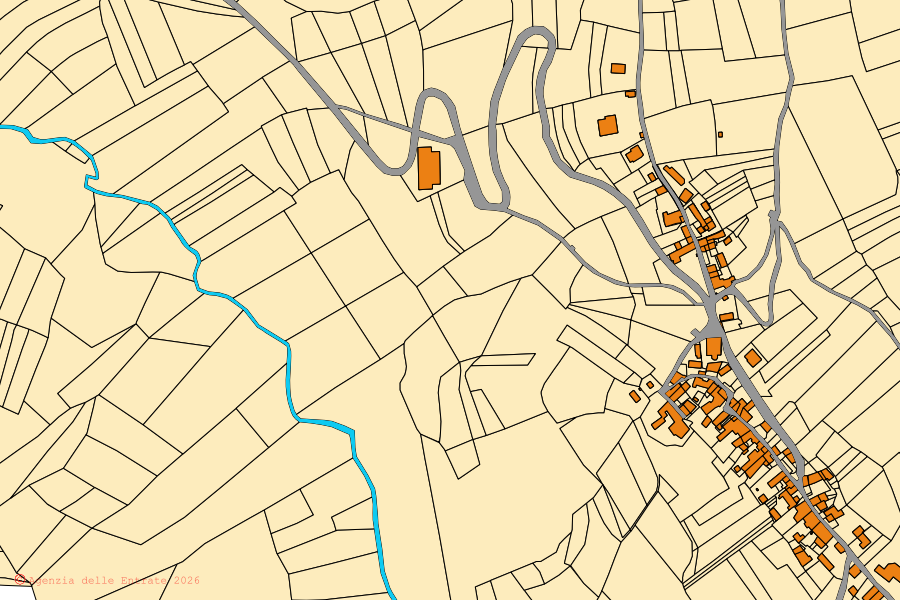 Mappa catastale del centro di Costa Vescovato: particelle e fabbricati, cartografia Agenzia delle Entrate