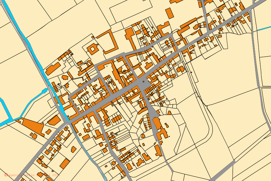 Mappa catastale del centro di Cozzo: particelle e fabbricati, cartografia Agenzia delle Entrate