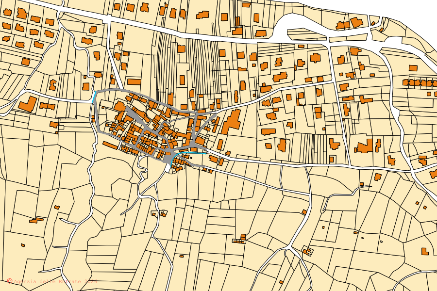 Mappa catastale del centro di Cremenaga: particelle e fabbricati, cartografia Agenzia delle Entrate