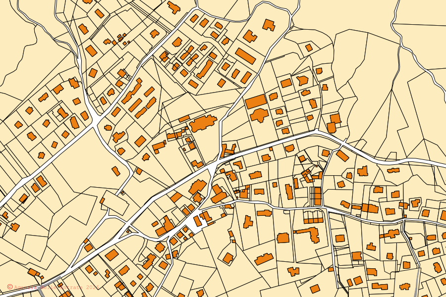 Mappa catastale del centro di Cremeno: particelle e fabbricati, cartografia Agenzia delle Entrate