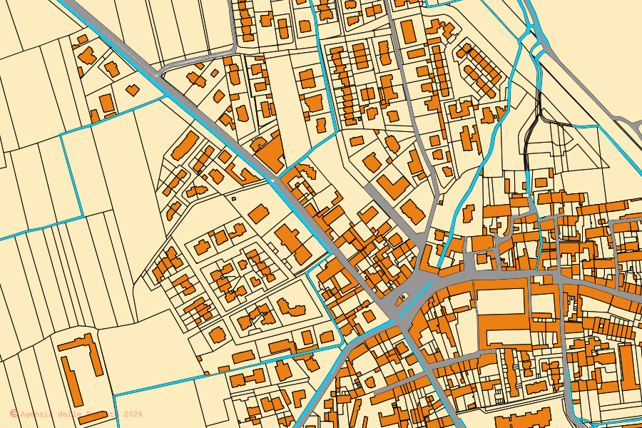 Mappa catastale del centro di Cremosano: particelle e fabbricati, cartografia Agenzia delle Entrate