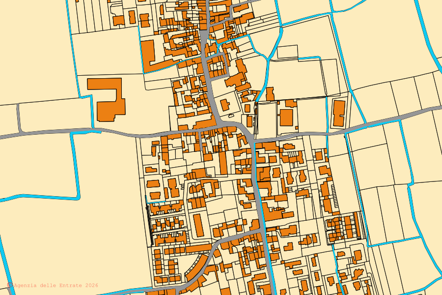 Mappa catastale del centro di Crespiatica: particelle e fabbricati, cartografia Agenzia delle Entrate