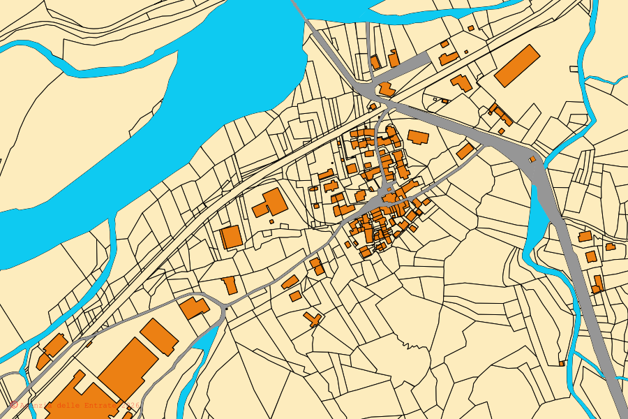 Mappa catastale del centro di Crevacuore: particelle e fabbricati, cartografia Agenzia delle Entrate